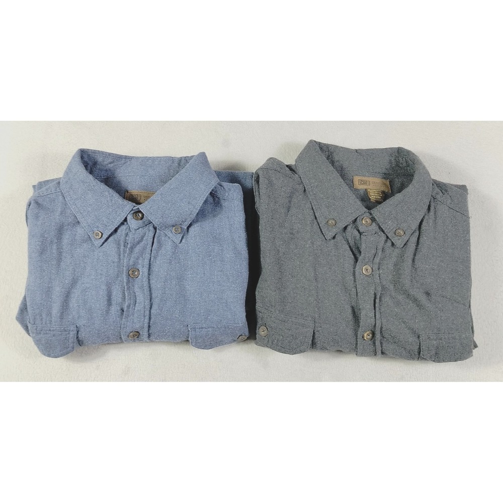 Faded Glory Shirt Mens XL Lot Of 2 Blue Gray Flannel Cabincore Lumberjack Warm